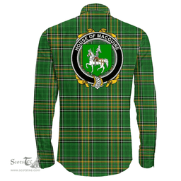 Irish House of MACGUIRE Coat of Arms Family Crest Ireland Long Sleeve Button Shirt Irish National Tartan Irish County Shirts