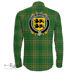 Irish House of O'ROURKE Coat of Arms Family Crest Ireland Long Sleeve Button Shirt Irish National Tartan Irish County Shirts