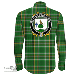 Irish House of O'CONCANNON Coat of Arms Family Crest Ireland Long Sleeve Button Shirt Irish National Tartan Irish County Shirts