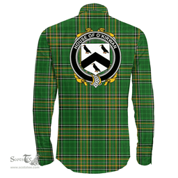 Irish House of O'KIRWAN Coat of Arms Family Crest Ireland Long Sleeve Button Shirt Irish National Tartan Irish County Shirts