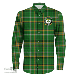 Irish House of MURPHY (O?Morchoe) Coat of Arms Family Crest Ireland Long Sleeve Button Shirt Irish National Tartan Irish County Shirts
