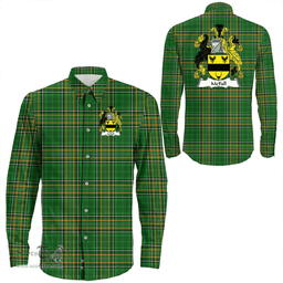 Irish McFall Coat of Arms Family Crest Ireland Long Sleeve Button Shirt Irish National Tartan Irish County Shirts