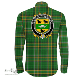 Irish House of MACSWEENEY Coat of Arms Family Crest Ireland Long Sleeve Button Shirt Irish National Tartan Irish County Shirts