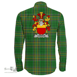 Irish Carron Coat of Arms Family Crest Ireland Long Sleeve Button Shirt Irish National Tartan Irish County Shirts