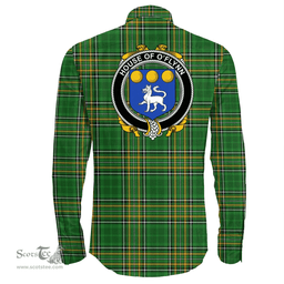 Irish House of O'FLYNN Coat of Arms Family Crest Ireland Long Sleeve Button Shirt Irish National Tartan Irish County Shirts