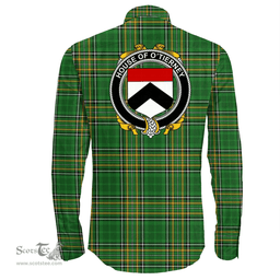 Irish House of O'TIERNEY Coat of Arms Family Crest Ireland Long Sleeve Button Shirt Irish National Tartan Irish County Shirts