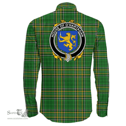 Irish House of O'HARTAGAN Coat of Arms Family Crest Ireland Long Sleeve Button Shirt Irish National Tartan Irish County Shirts