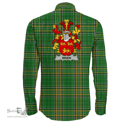 Irish Brien or Bryan Coat of Arms Family Crest Ireland Long Sleeve Button Shirt Irish National Tartan Irish County Shirts