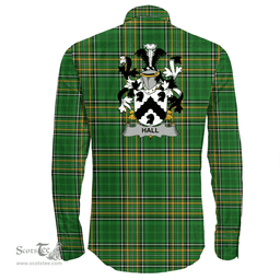 Irish Hall or MacHall Coat of Arms Family Crest Ireland Long Sleeve Button Shirt Irish National Tartan Irish County Shirts