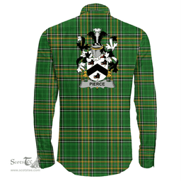 Irish Pierce Coat of Arms Family Crest Ireland Long Sleeve Button Shirt Irish National Tartan Irish County Shirts
