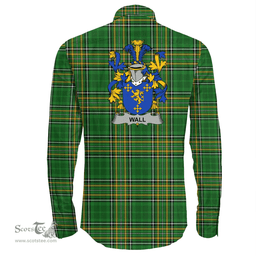 Irish Wall Coat of Arms Family Crest Ireland Long Sleeve Button Shirt Irish National Tartan Irish County Shirts