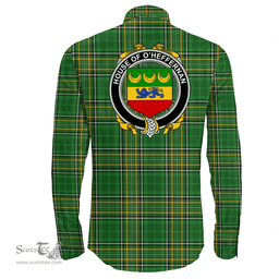 Irish House of O'HEFFERNAN Coat of Arms Family Crest Ireland Long Sleeve Button Shirt Irish National Tartan Irish County Shirts