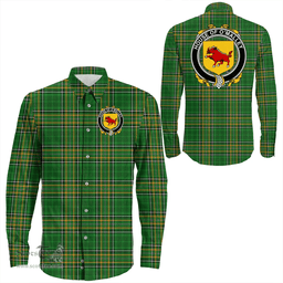 Irish House of O'MALLEY Coat of Arms Family Crest Ireland Long Sleeve Button Shirt Irish National Tartan Irish County Shirts