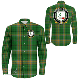 Irish House of O'HEA Coat of Arms Family Crest Ireland Long Sleeve Button Shirt Irish National Tartan Irish County Shirts