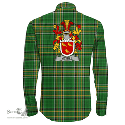 Irish McGill Coat of Arms Family Crest Ireland Long Sleeve Button Shirt Irish National Tartan Irish County Shirts