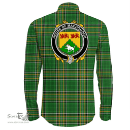 Irish House of MACDONOGH (Connacht) Coat of Arms Family Crest Ireland Long Sleeve Button Shirt Irish National Tartan Irish County Shirts