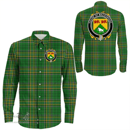 Irish House of MACDONOGH (Connacht) Coat of Arms Family Crest Ireland Long Sleeve Button Shirt Irish National Tartan Irish County Shirts