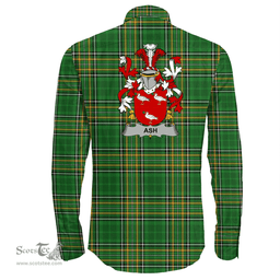 Irish Ash Coat of Arms Family Crest Ireland Long Sleeve Button Shirt Irish National Tartan Irish County Shirts