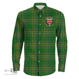 Irish House of NUGENT Coat of Arms Family Crest Ireland Long Sleeve Button Shirt Irish National Tartan Irish County Shirts