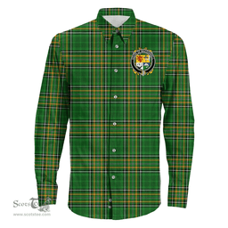 Irish House of MACDONNELL (of the Glens) Coat of Arms Family Crest Ireland Long Sleeve Button Shirt Irish National Tartan Irish County Shirts