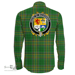 Irish House of MACDONNELL (of the Glens) Coat of Arms Family Crest Ireland Long Sleeve Button Shirt Irish National Tartan Irish County Shirts