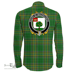 Irish House of MACENCHROE Coat of Arms Family Crest Ireland Long Sleeve Button Shirt Irish National Tartan Irish County Shirts