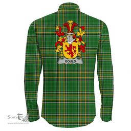 Irish Gould Coat of Arms Family Crest Ireland Long Sleeve Button Shirt Irish National Tartan Irish County Shirts