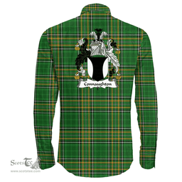 Irish Connaughton Coat of Arms Family Crest Ireland Long Sleeve Button Shirt Irish National Tartan Irish County Shirts