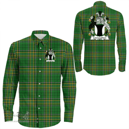 Irish Connaughton Coat of Arms Family Crest Ireland Long Sleeve Button Shirt Irish National Tartan Irish County Shirts