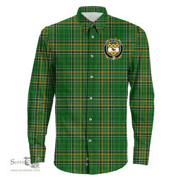 Irish House of MACCANN Coat of Arms Family Crest Ireland Long Sleeve Button Shirt Irish National Tartan Irish County Shirts