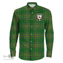 Irish House of MACCARTHY Coat of Arms Family Crest Ireland Long Sleeve Button Shirt Irish National Tartan Irish County Shirts