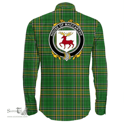 Irish House of MACCARTHY Coat of Arms Family Crest Ireland Long Sleeve Button Shirt Irish National Tartan Irish County Shirts