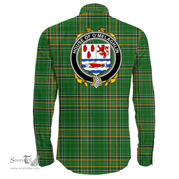 Irish House of O'MELAGHLIN Coat of Arms Family Crest Ireland Long Sleeve Button Shirt Irish National Tartan Irish County Shirts