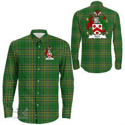 Irish Steen Coat of Arms Family Crest Ireland Long Sleeve Button Shirt Irish National Tartan Irish County Shirts