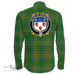 Irish House of O'KEARNEY Coat of Arms Family Crest Ireland Long Sleeve Button Shirt Irish National Tartan Irish County Shirts