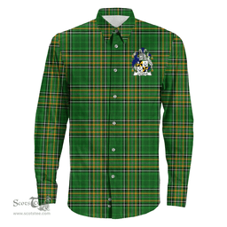 Irish Campbell Coat of Arms Family Crest Ireland Long Sleeve Button Shirt Irish National Tartan Irish County Shirts