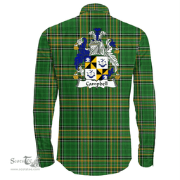 Irish Campbell Coat of Arms Family Crest Ireland Long Sleeve Button Shirt Irish National Tartan Irish County Shirts