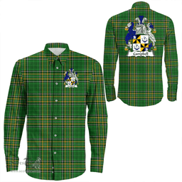 Irish Campbell Coat of Arms Family Crest Ireland Long Sleeve Button Shirt Irish National Tartan Irish County Shirts