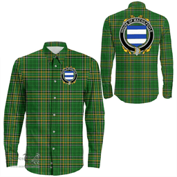Irish House of MACGILFOYLE Coat of Arms Family Crest Ireland Long Sleeve Button Shirt Irish National Tartan Irish County Shirts