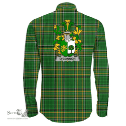 Irish Connor or O'Connor (Sligo) Coat of Arms Family Crest Ireland Long Sleeve Button Shirt Irish National Tartan Irish County Shirts