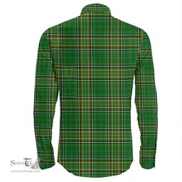 Irish St.John Coat of Arms Family Crest Ireland Long Sleeve Button Shirt Irish National Tartan Irish County Shirts
