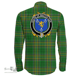 Irish House of MACCOLGAN Coat of Arms Family Crest Ireland Long Sleeve Button Shirt Irish National Tartan Irish County Shirts