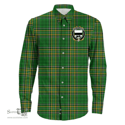 Irish House of JORDAN Coat of Arms Family Crest Ireland Long Sleeve Button Shirt Irish National Tartan Irish County Shirts