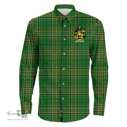 Irish O?Neill Coat of Arms Family Crest Ireland Long Sleeve Button Shirt Irish National Tartan Irish County Shirts