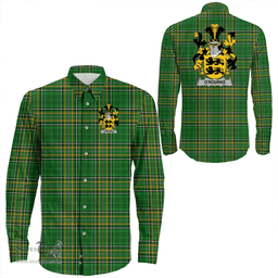 Irish O?Neill Coat of Arms Family Crest Ireland Long Sleeve Button Shirt Irish National Tartan Irish County Shirts