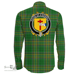 Irish House of O'DONNELL Coat of Arms Family Crest Ireland Long Sleeve Button Shirt Irish National Tartan Irish County Shirts