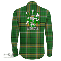 Irish McCaffrey Coat of Arms Family Crest Ireland Long Sleeve Button Shirt Irish National Tartan Irish County Shirts