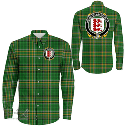 Irish House of MACiNERNEY Coat of Arms Family Crest Ireland Long Sleeve Button Shirt Irish National Tartan Irish County Shirts
