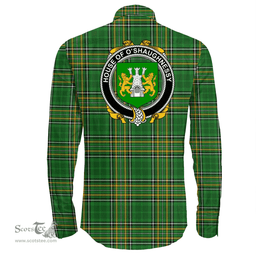 Irish House of O'SHAUGNESSY Coat of Arms Family Crest Ireland Long Sleeve Button Shirt Irish National Tartan Irish County Shirts