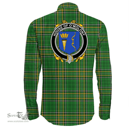 Irish House of O'MOLONY Coat of Arms Family Crest Ireland Long Sleeve Button Shirt Irish National Tartan Irish County Shirts